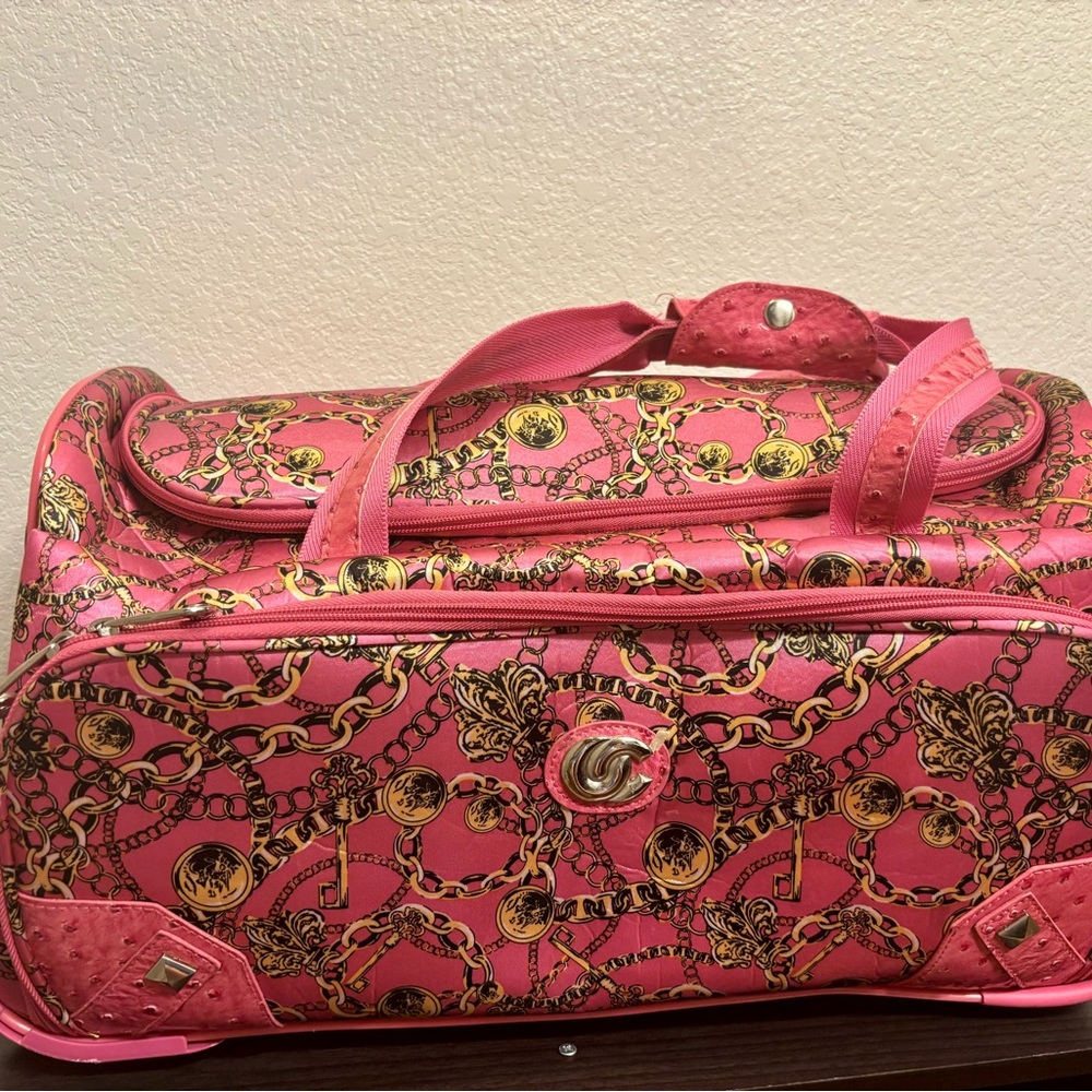 Oleg Cassini Pink and Gold Travel Bag